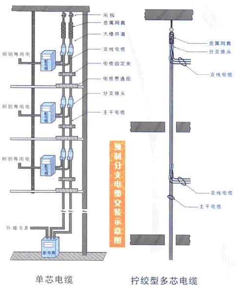 电线电缆 电缆 预分支电缆        ①预制分支电缆在垂直安装时,一般